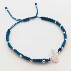 Pulsera Religiosa tejida. Medalla plata 1,2 cm.
