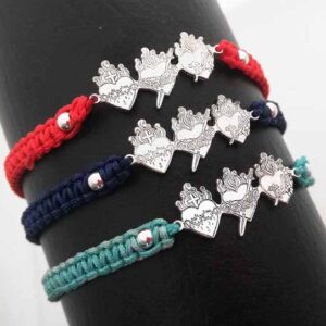 Pulsera tejida sagrados corazones. Plata 925
