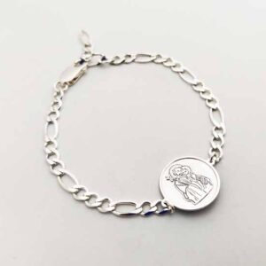 Pulsera 100% Plata. Medalla 2 cm. Cadena cartier.