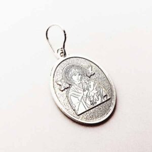 Medalla Nuestra Señora del Perpetuo Socorro. Plata 925, 2 cm.