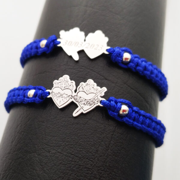 pulsera sagardos corazones de jesús y maria plata 925