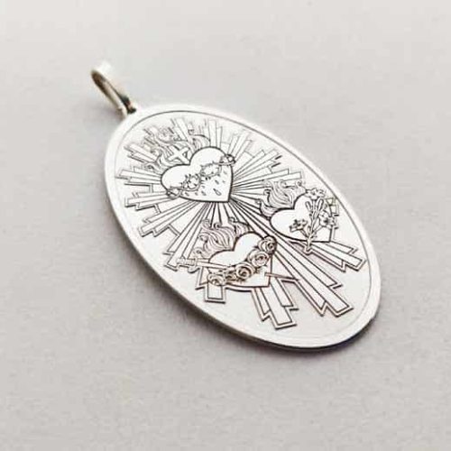 Medalla Sagrados Corazones. Plata 925